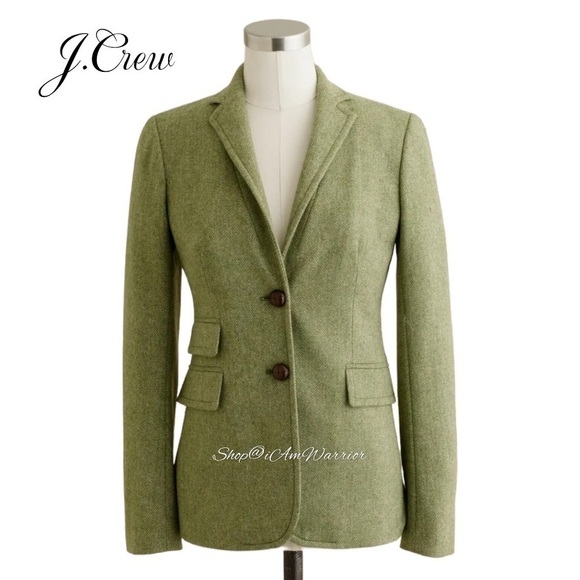 J.Crew sage green herringbone wool Hack ing jacket shop@iamwarrior - Picture 3 of 16